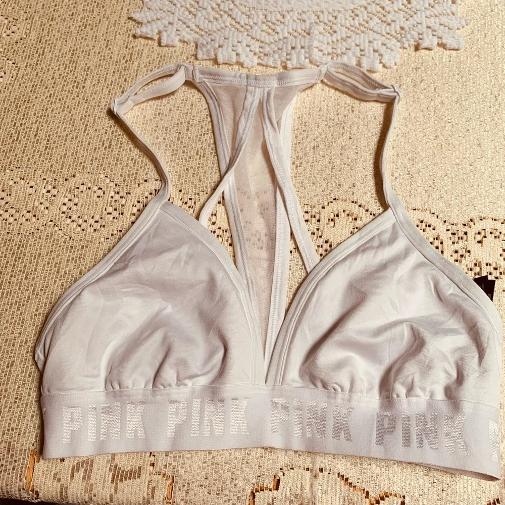 Pink Sport Womens White Strappy Bralette Size Small - Picture 1 of 10